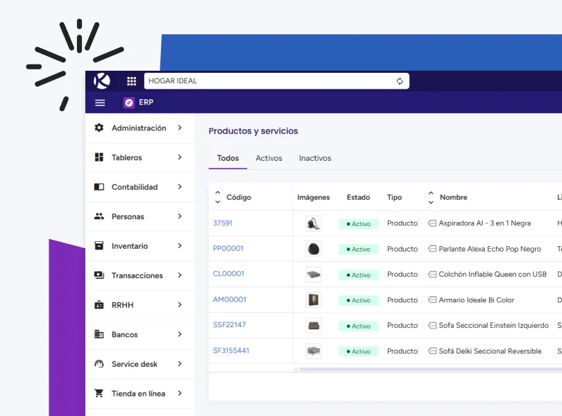 Productos e inventarios ERP Productos e inventarios ERP